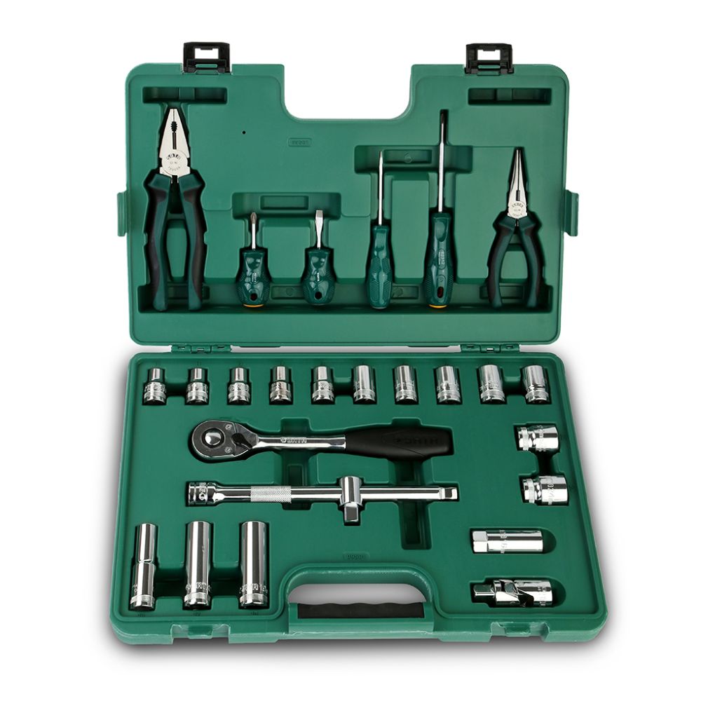 JUEGO DE 26 PIEZAS DADO HEXAGONALES ENCASTRE DE 1/2" PULGADA ALICATE Y DESTORNILLADORES