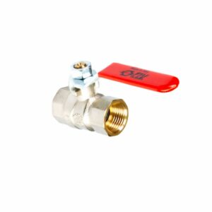 VÁLVULA ESFÉRICA LIVIANA 1.1/2" PALANCA ACERO ROJO