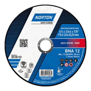 DISCO DE CORTE FINO 4 1/2" X 3/64" X 7/8" BNA12 NORTON (CAJA X 25 UNID.)