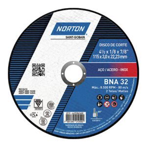 DISCO DE CORTE 4 1/2" X 1/8" X 7/8" BNA32 NORTON (CAJA X 25 UNID.)