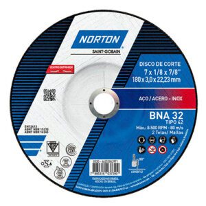 DISCO DE CORTE 7" X 1/8" X 7/8" BNA32 NORTON (CAJA X 25 UNID.)